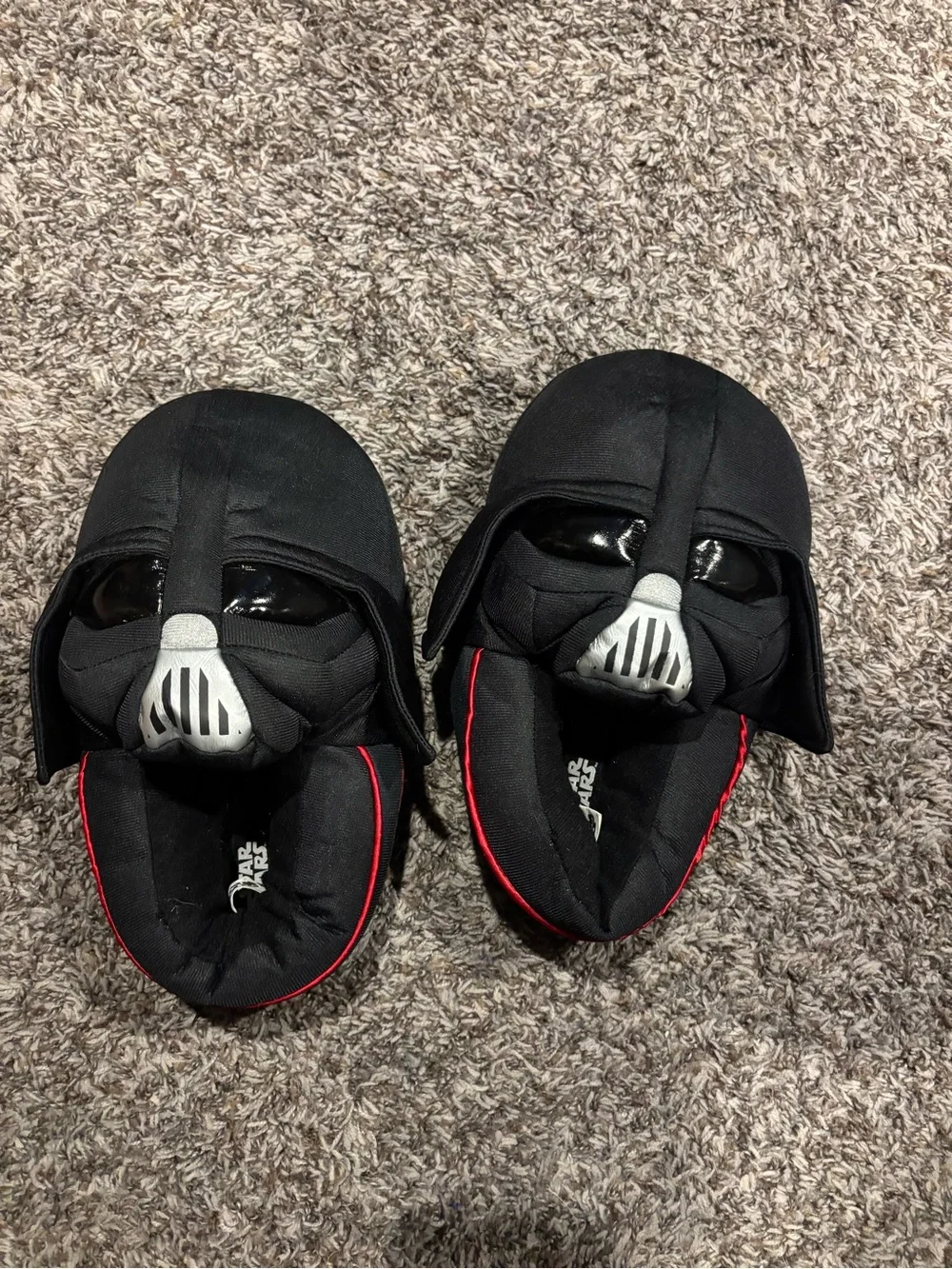 Star Wars Black Darth Vader Plush Slippers with Red Accent